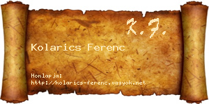 Kolarics Ferenc névjegykártya